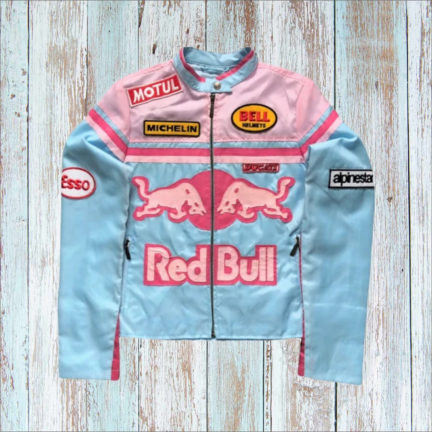 Retro and Groovy Y2k Pink & Blue Red Bull Race Jacket (FREE T-shirt, FREE Bag)