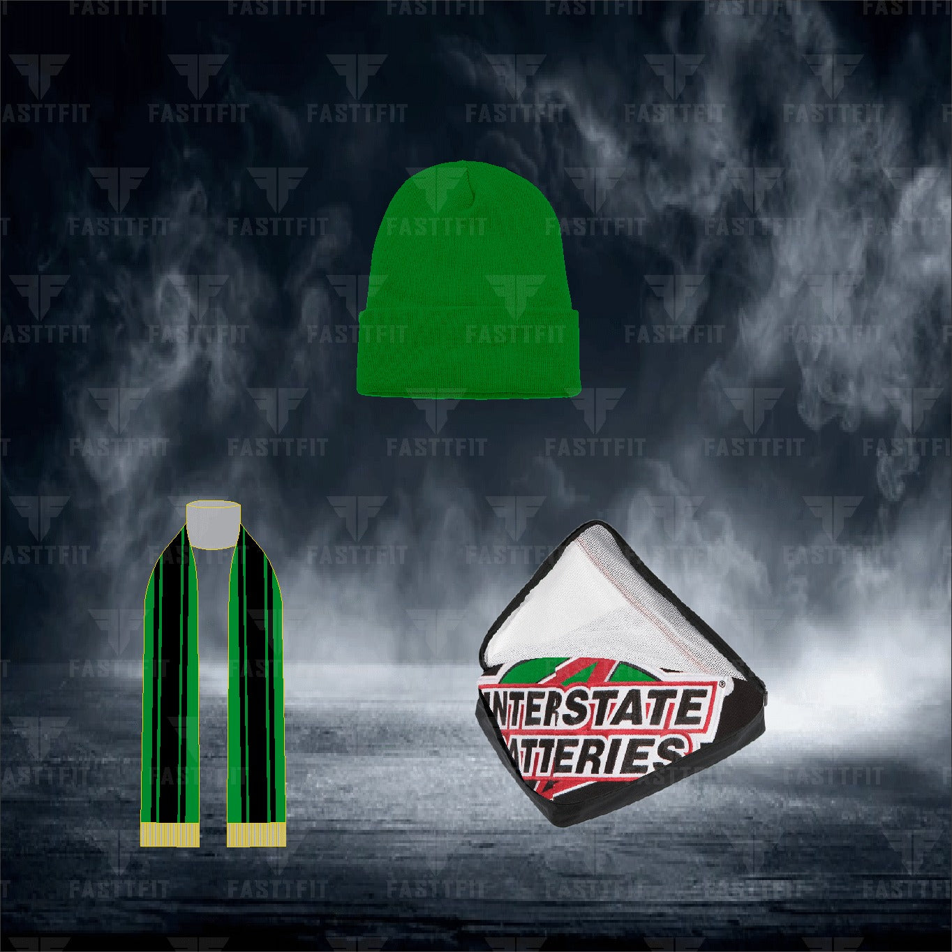 JH Design Black Ty Gibbs Interstate Batteries Twill Driver Uniform Full-Snap Jacket (FREE T-shirt, FREE Beanie Cap, FREE Scarf, FREE Bag)