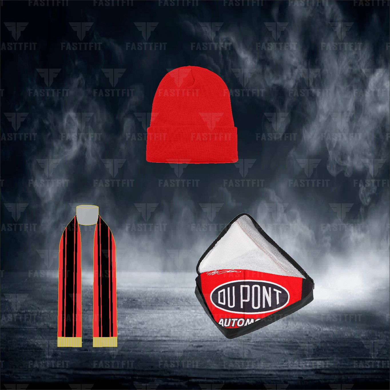 Red Jeff Gordon Dupont Twill Driver Uniform Full-Snap Jacket (FREE T-shirt, FREE Beanie Cap, FREE Scarf, FREE Bag)