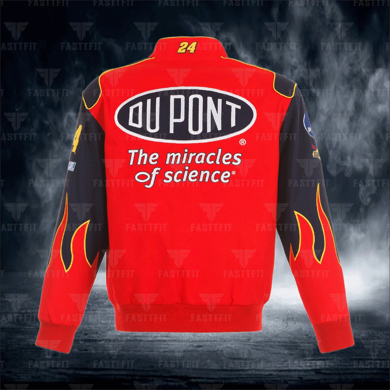 Red Jeff Gordon Dupont Twill Driver Uniform Full-Snap Jacket (FREE T-shirt, FREE Beanie Cap, FREE Scarf, FREE Bag)