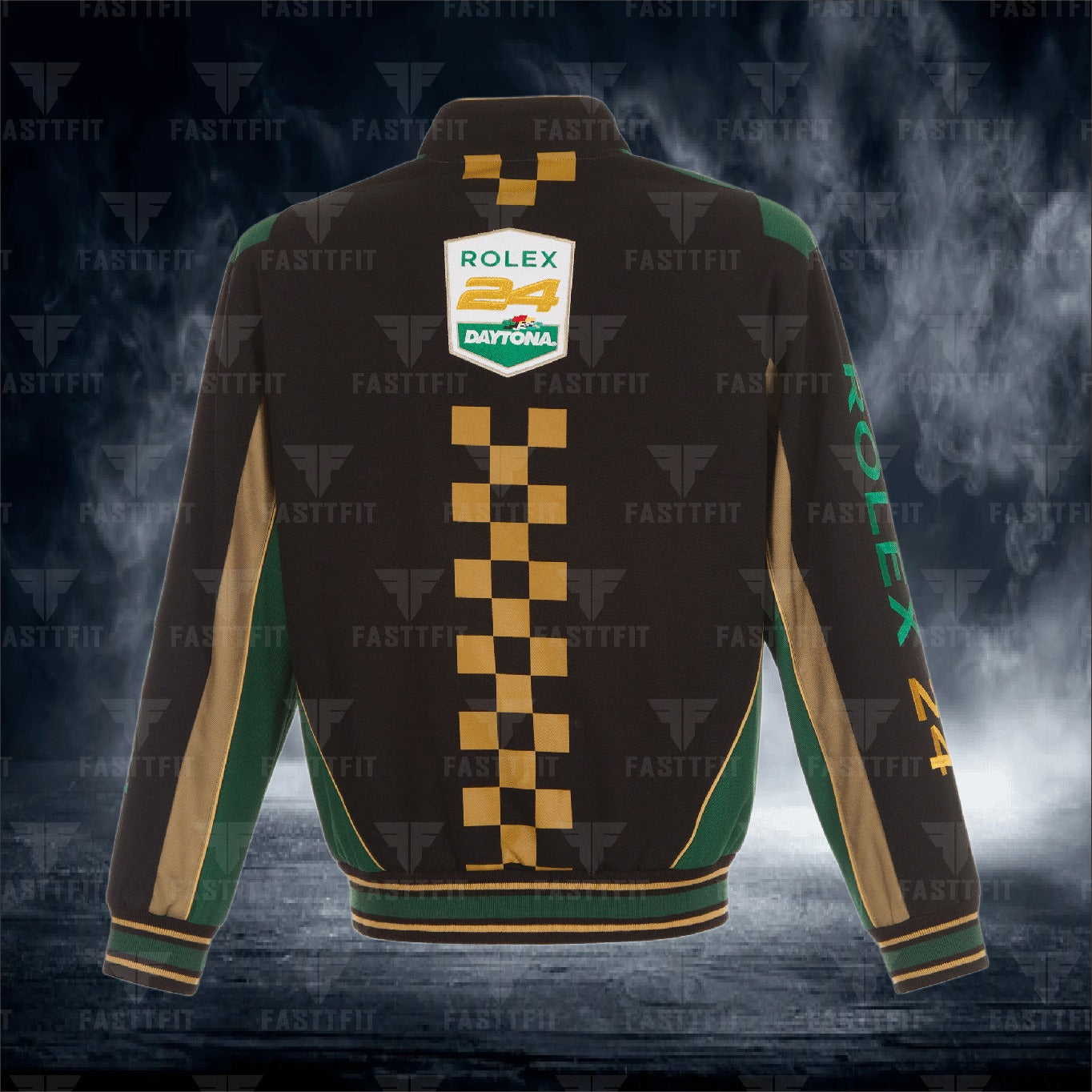 JH Design Black/Green Nascar City Chevrolet Legend Twill Driver Uniform Full-Snap Jacket (FREE T-shirt, FREE Beanie Cap, FREE Scarf, FREE Bag)