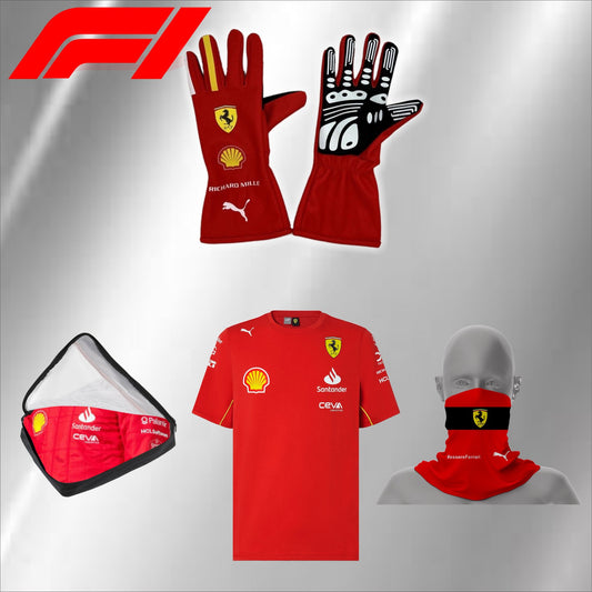 2024 Ferrari , go karting f1 gloves, free t-shirt and free neck gator