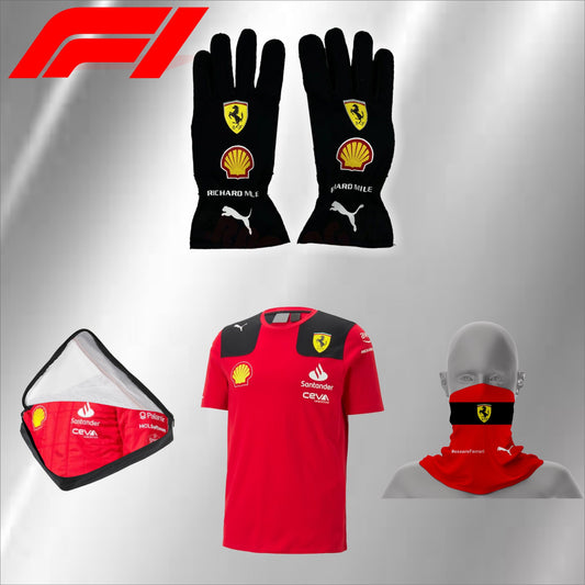 2024 Ferrari , go karting f1 gloves, free t-shirt and free neck gator