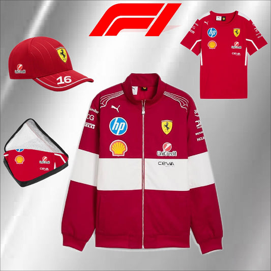 Scuderia Ferrari F1 PUMA 2025 team jacket, Lewis Hamilton. Ferrari F1 T-shirt, Ferrari cap & Bag. (LIMITED TIME OFFER ONLY)