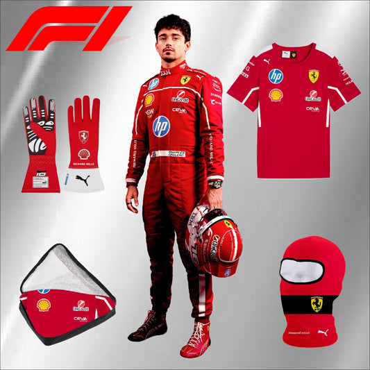 2025 go karting Ferrari F1 Charles Leclerc race suit