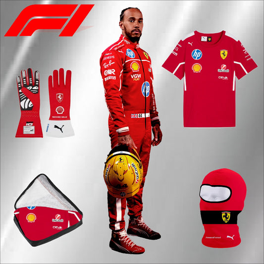 2025 go karting Ferrari F1 Lewis Hamilton race suit