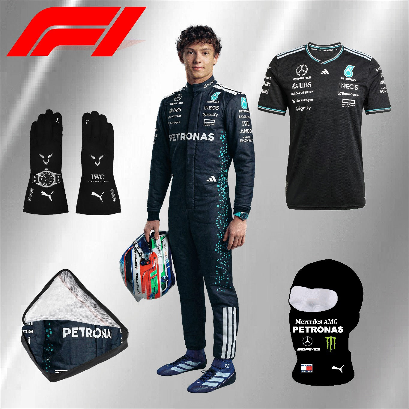 2025 go karting suit Kimi Antonelli, Mercedes Petronas race suit. (PACKAGE DEAL)