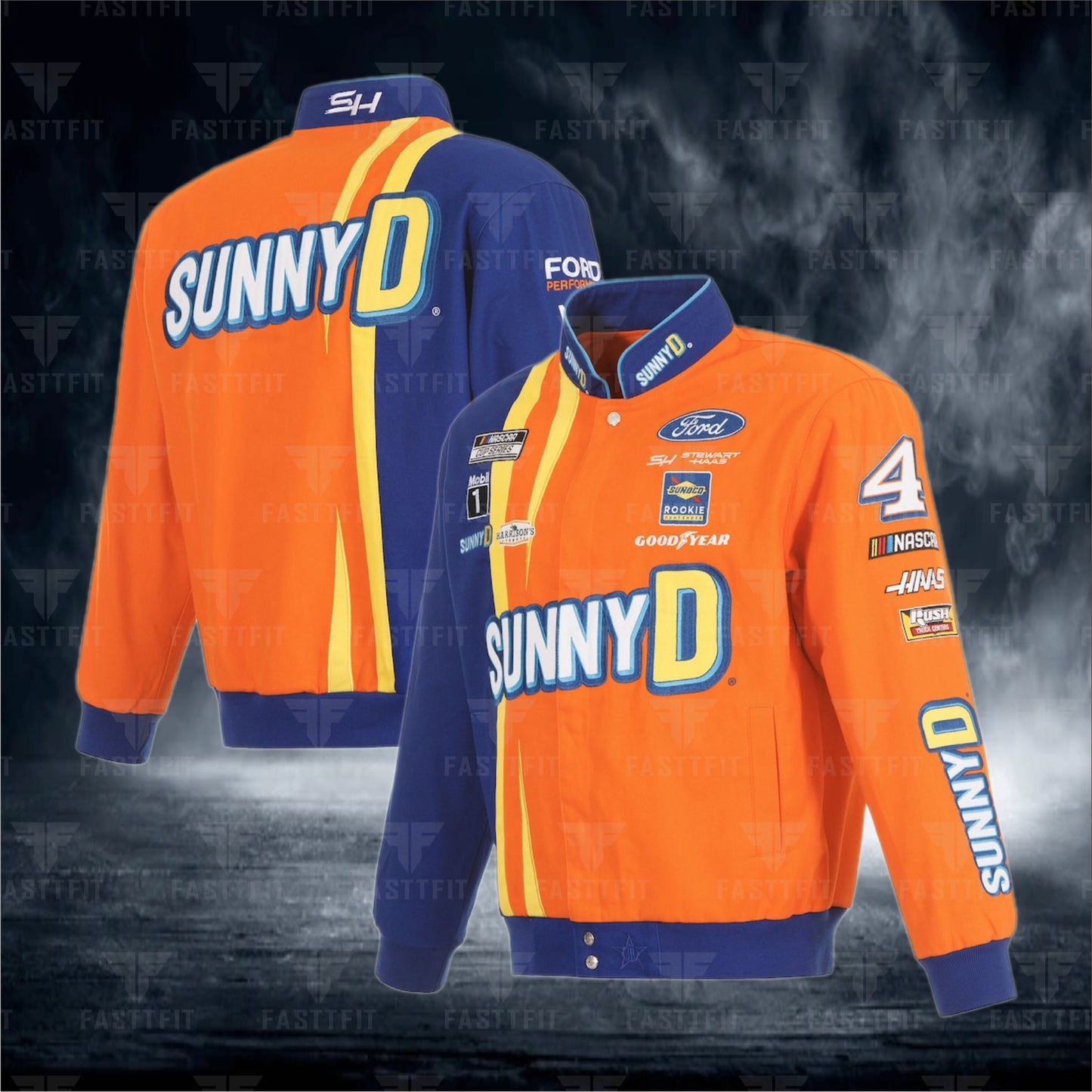 Josh Berry JH Design Orange/Royal SunnyD Twill Driver Uniform Full-Snap Jacket (FREE T-shirt, FREE Beanie Cap, FREE Scarf, FREE Bag)