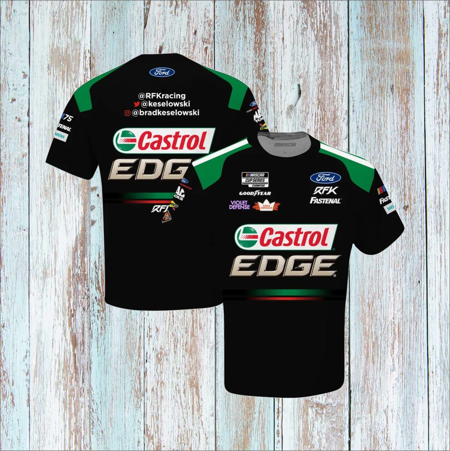 Brad Keselowski RFK Racing Black Castrol Edge Nylon Uniform Full-Snap Jacket (FREE T-shirt, FREE Bag)