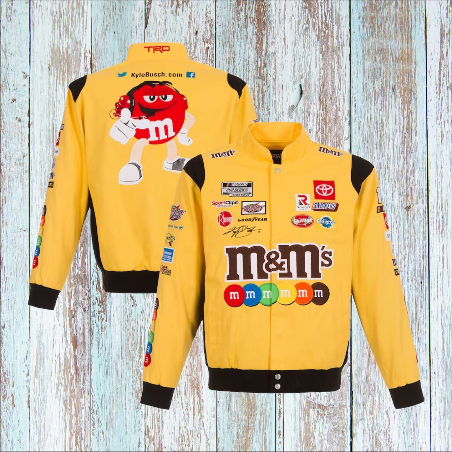 Kyle Busch JH Design Yellow M&M's Twill Jacket (Free T-Shirt, Free Bag)