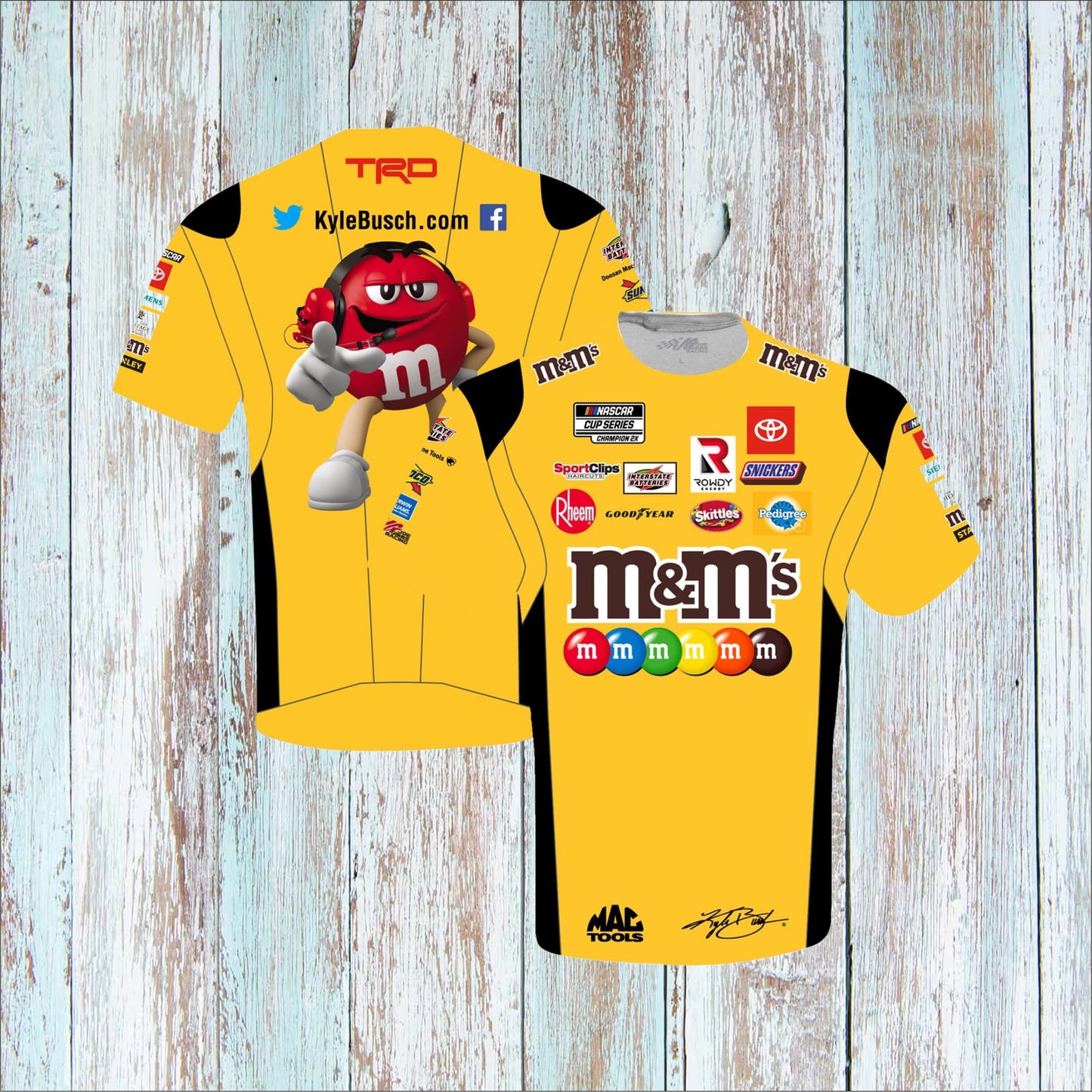 Kyle Busch JH Design Yellow M&M's Twill Jacket (Free T-Shirt, Free Bag)