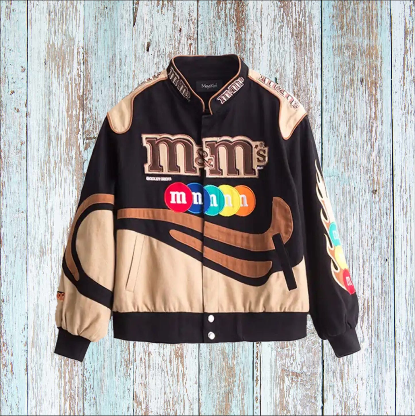 Vintage RARE Brown/Cream M&M's Racing Team Nascar Jacket (FREE T-shirt, FREE Bag)