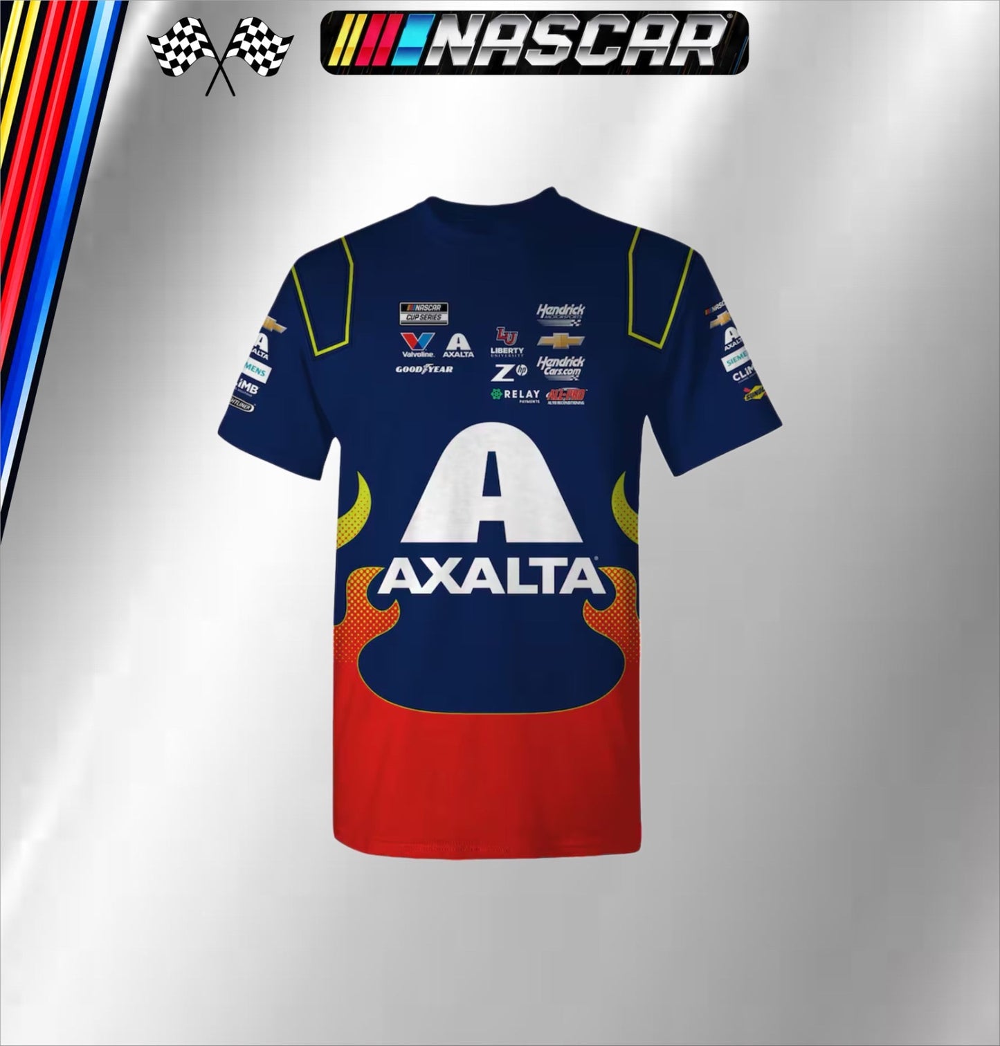 William Byron JH Design Navy/Red Axalta Full-Snap Twill Driver Uniform Full-Snap Jacket (FREE T-shirt, FREE Bag)