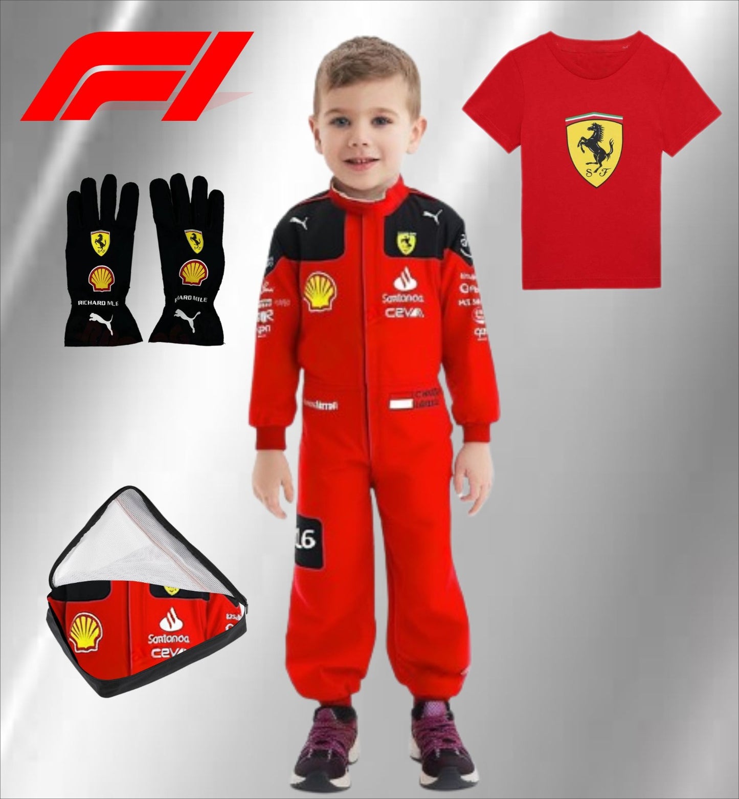 Ferrari Influenced Racing Personalized costume for kids Birthday outfit/Halloween costume