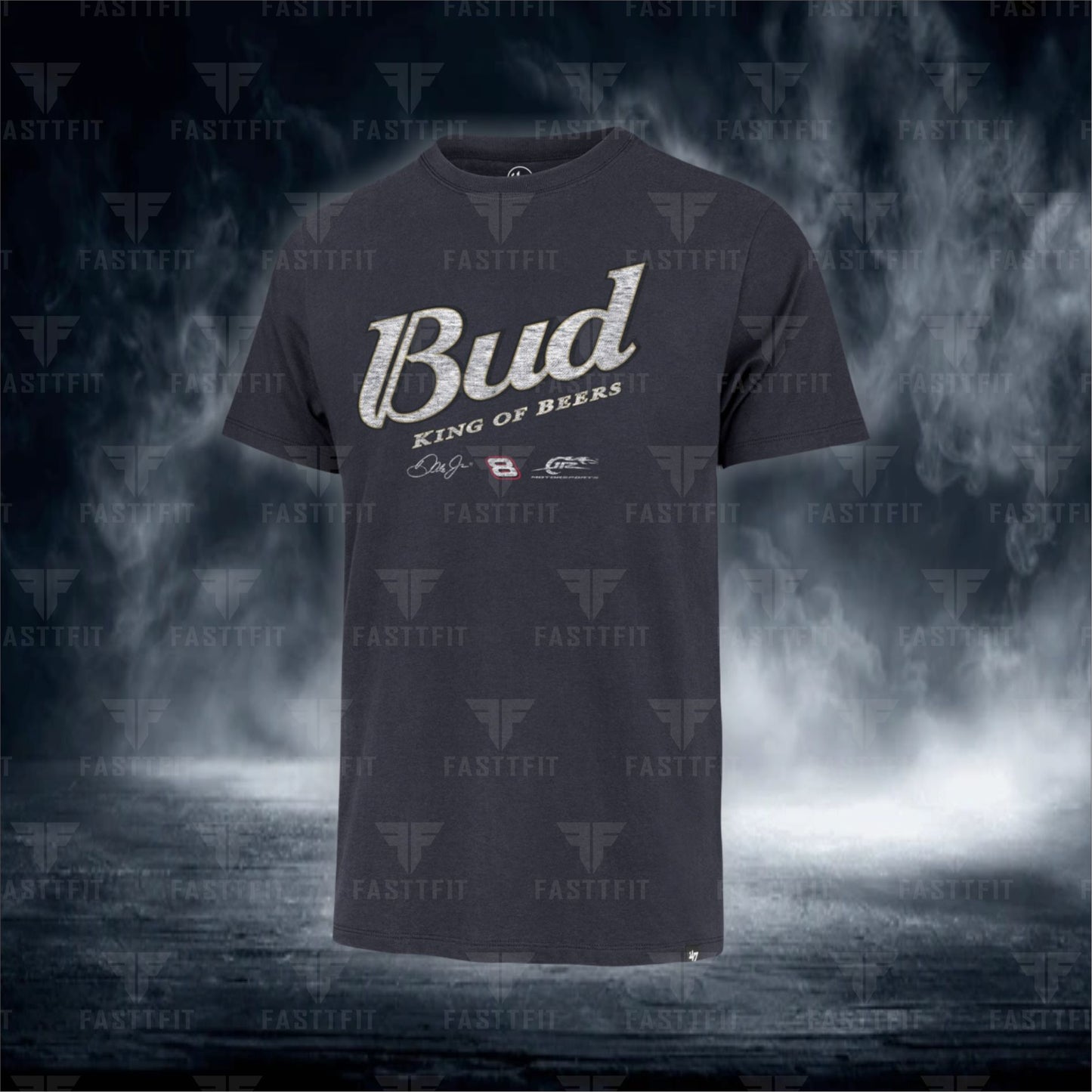 Dale Earnhardt Jr. JH Design Black Budweiser Full-Snap Twill Jacket. (FREE T-shirt, FREE Beanie Cap, FREE Scarf, FREE Bag)