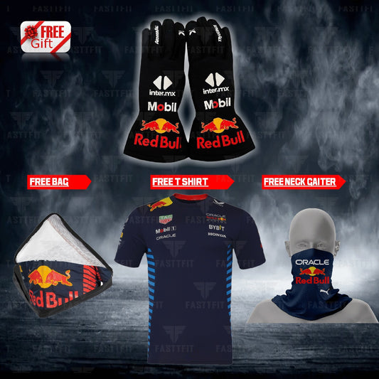 2024 Red bull, go karting f1 gloves, free t-shirt and free neck gator