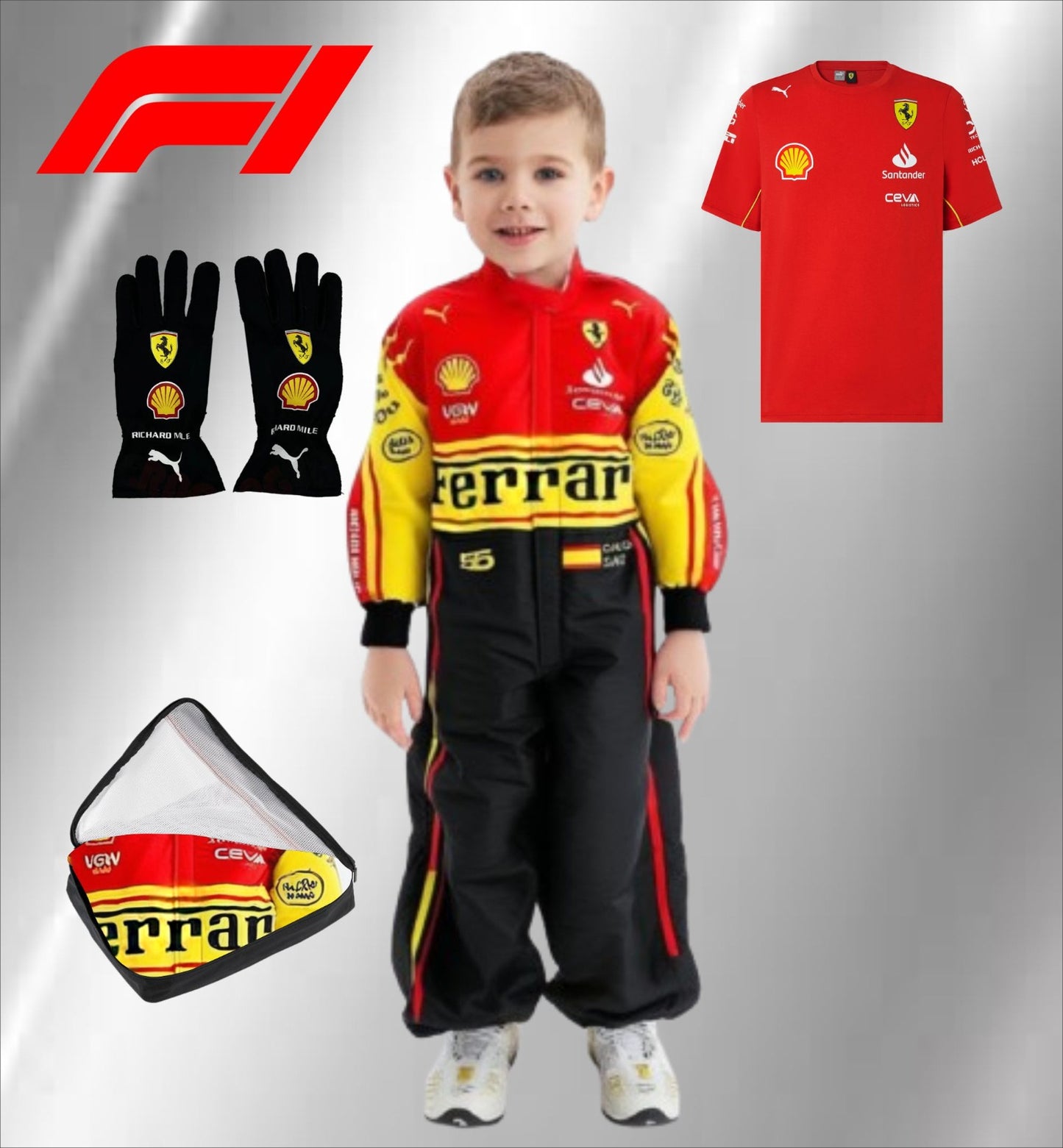 Ferrari Influenced Racing Personalized costume for kids Birthday outfit/Halloween costume
