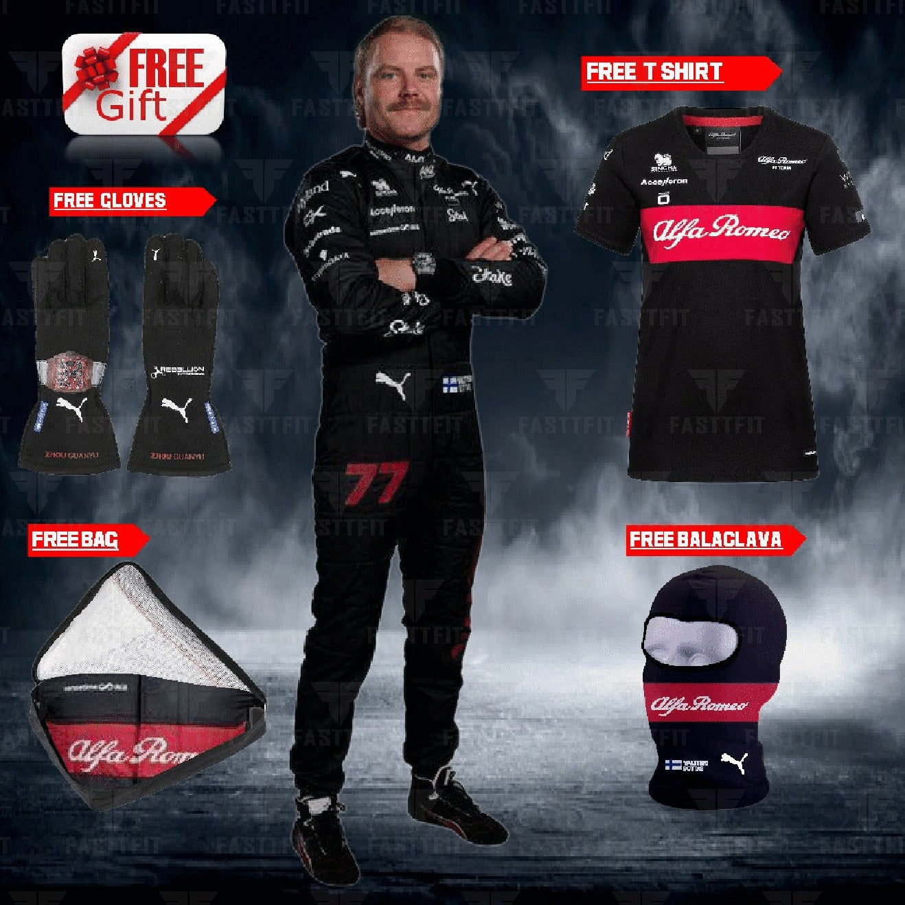 2024 go karting suit alfa Romeo Valtteri Bottas f1 race suit