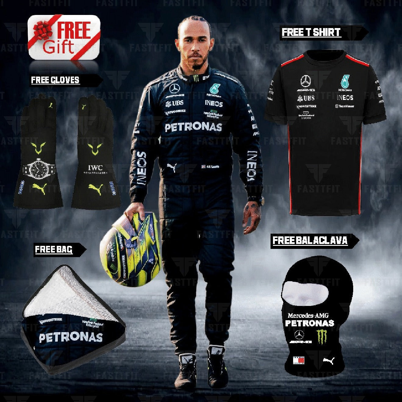 2024 go karting suit Lewis Hamilton Amg race suit