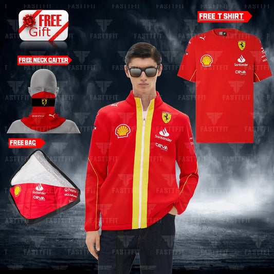 2024 Ferrari formula 1 jacket, F1 free t-shirt, and free neck gator