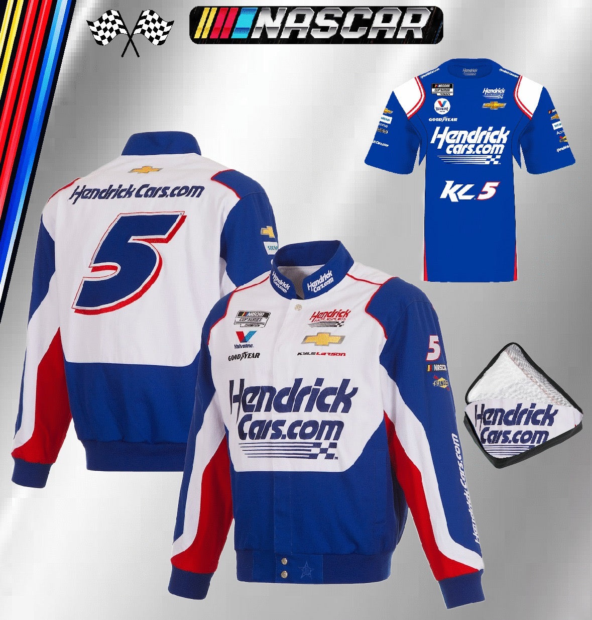 JH Design Hendrick Motorsports Team Collection Kyle Larson Full-Snap Racing Jacket (FREE T-shirt, FREE Bag)