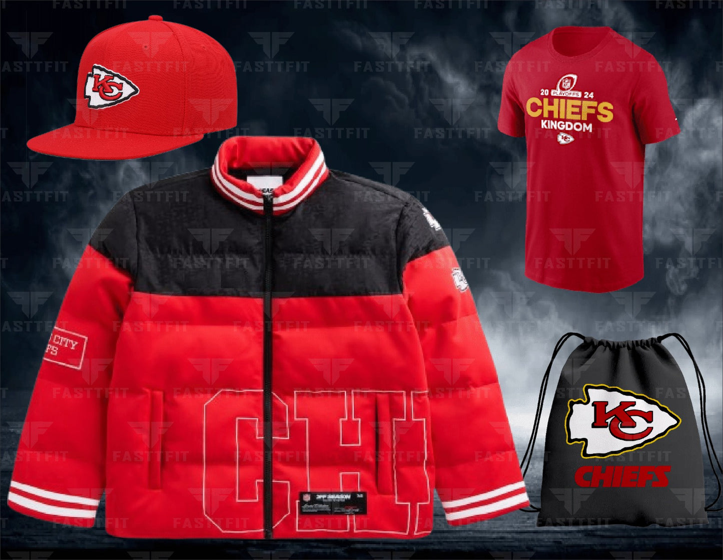 Unisex Kansas City Chiefs Red/Black Fasttfit x NFL Team Puffer Jacket