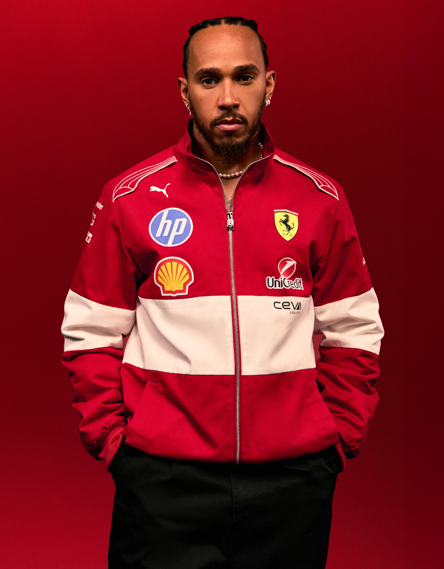 Scuderia Ferrari F1 PUMA 2025 team jacket, Lewis Hamilton. Ferrari F1 T-shirt, Ferrari cap & Bag. (LIMITED TIME OFFER ONLY)