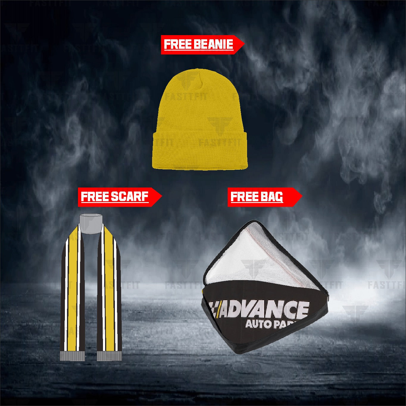 Ryan Blaney JH Design Black/Yellow Advance Auto Parts Twill Driver Uniform Full-Snap Jacket (FREE T-shirt, FREE Beanie Cap, FREE Scarf, FREE Bag)