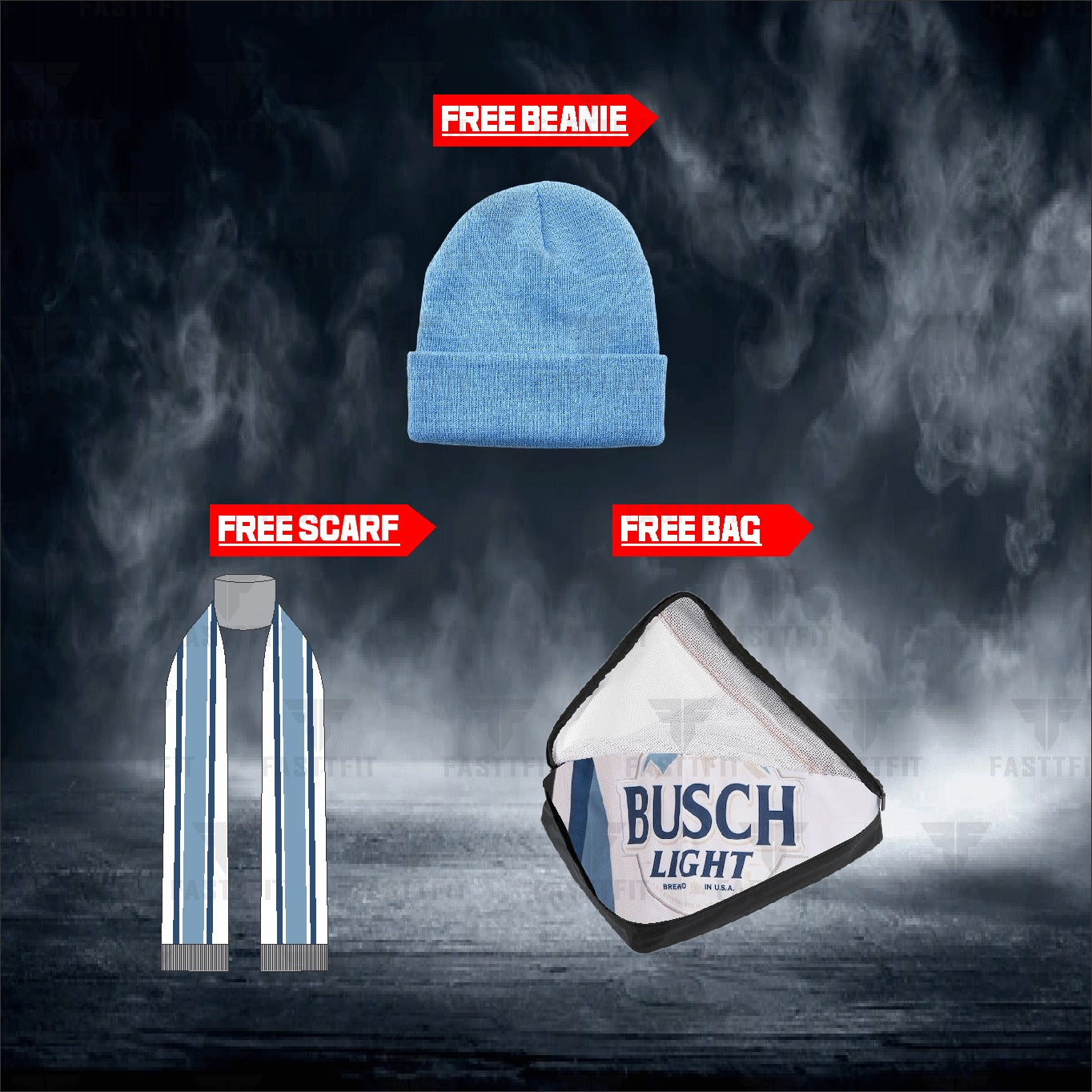 Ross Chastain JH Design White Busch Light Twill Driver Uniform Full-Snap Jacket (FREE T-shirt, FREE Beanie Cap, FREE Scarf, FREE Bag)