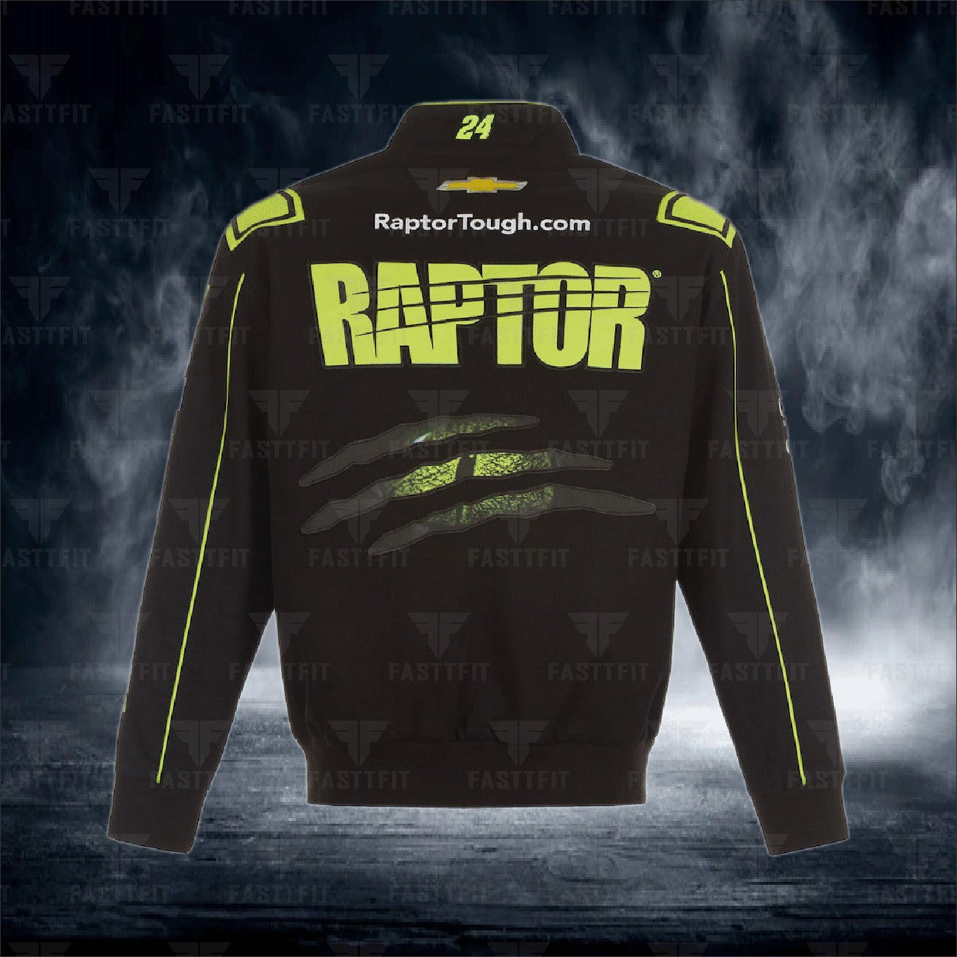 William Byron JH Design Black RAPTOR Twill Driver Uniform Full-Snap Jacket (FREE T-shirt, FREE Beanie Cap, FREE Scarf, FREE Bag)