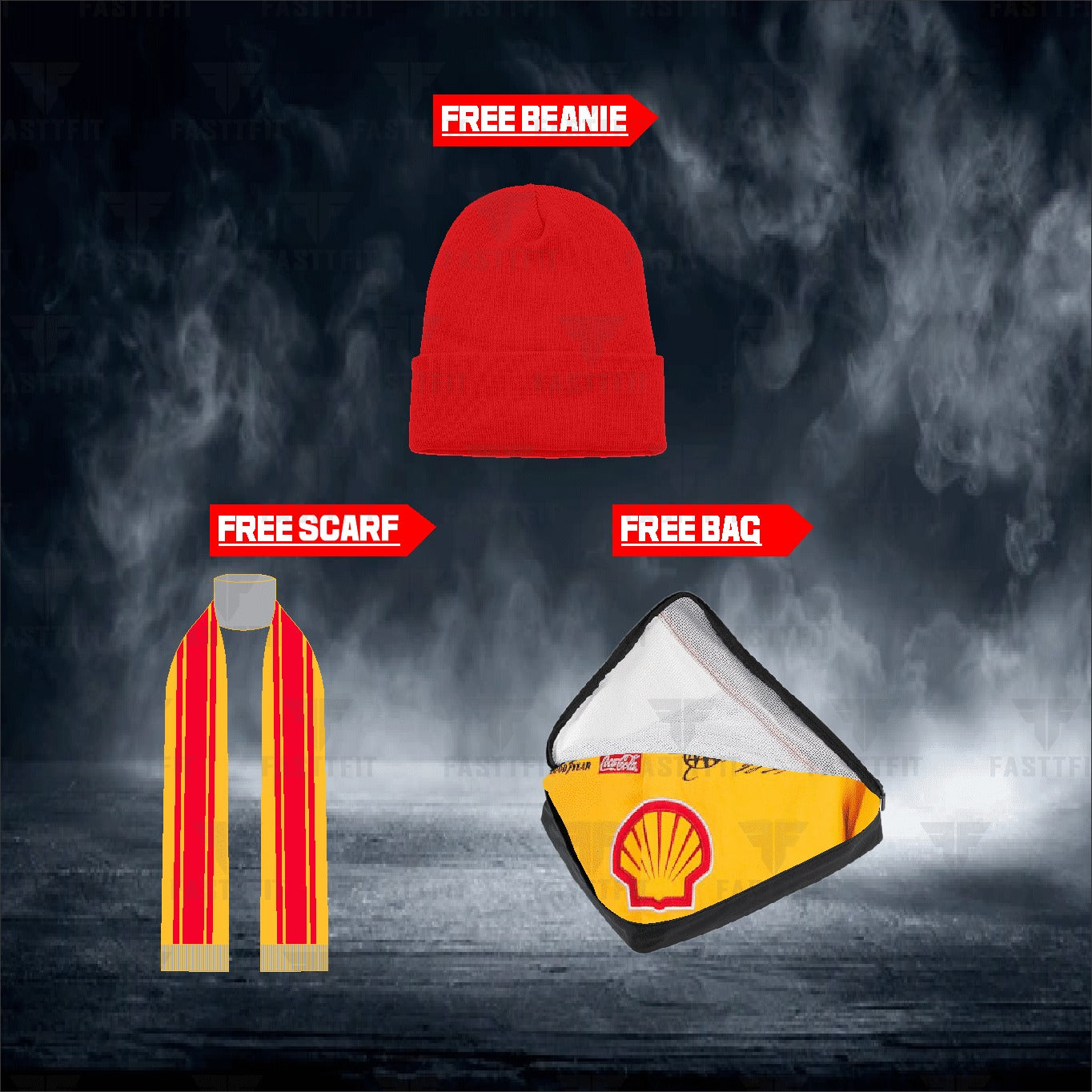 Joey Logano JH Design Yellow Shell Pennzoil Twill Driver Uniform Full-Snap Jacket (FREE T-shirt, FREE Beanie Cap, FREE Scarf, FREE Bag)