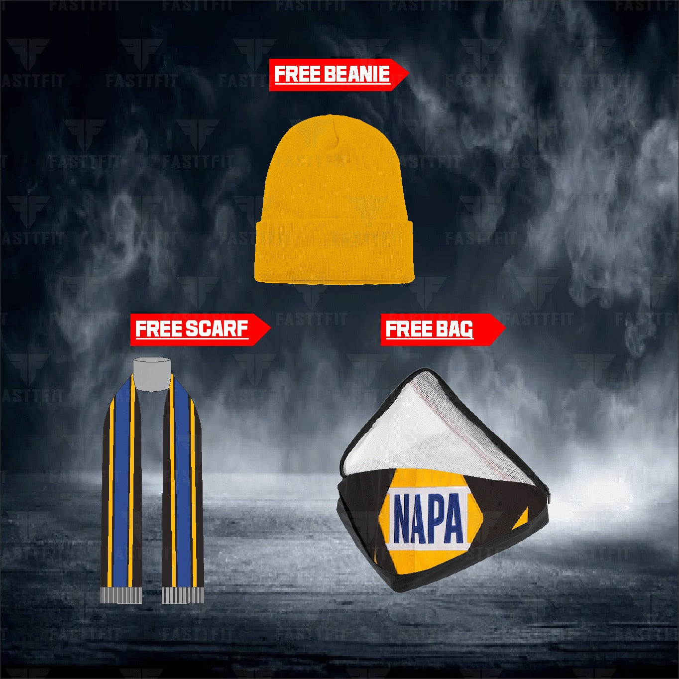 JH Design Black Chase Elliott NAPA Full-Snap Twill Uniform Jacket (FREE T-shirt, FREE Beanie Cap, FREE Scarf, FREE Bag)