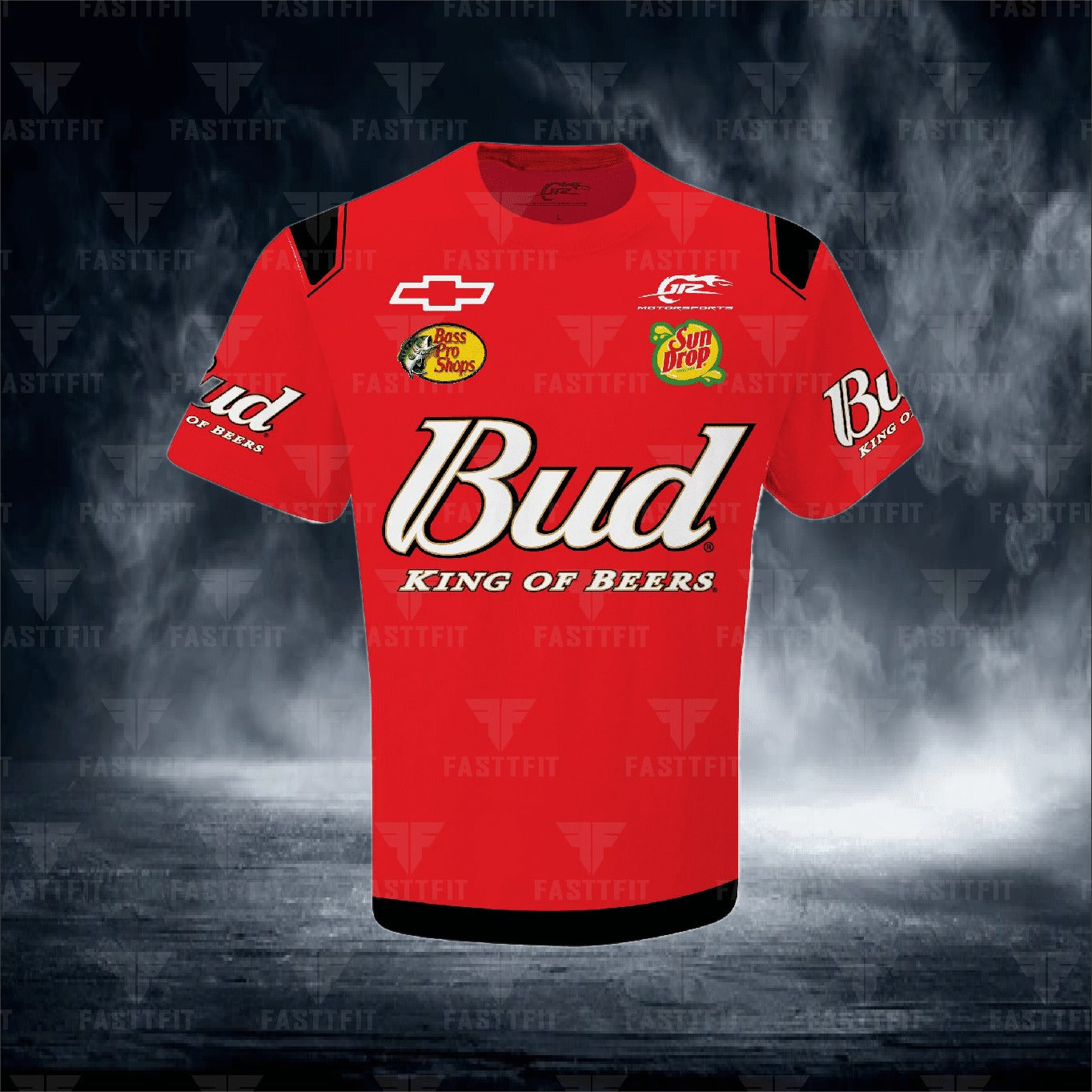 Dale Earnhardt Jr #8 Budweiser Twill Driver Uniform Full-Snap Jacket (FREE T-shirt, FREE Beanie Cap, FREE Scarf, FREE Bag)