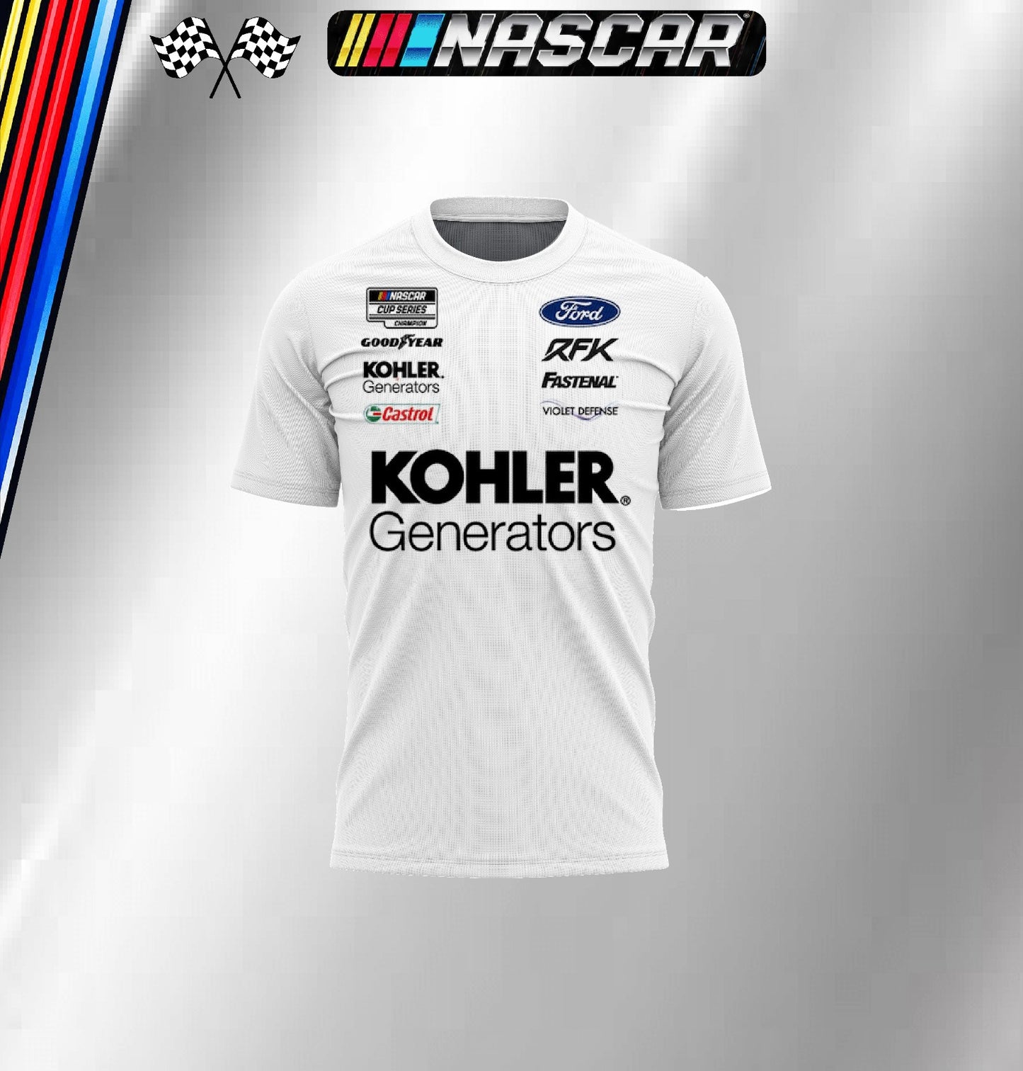 Brad Keselowski JH Design White Kohler Uniform Full-Snap Jacket(FREE T-shirt, FREE Bag))