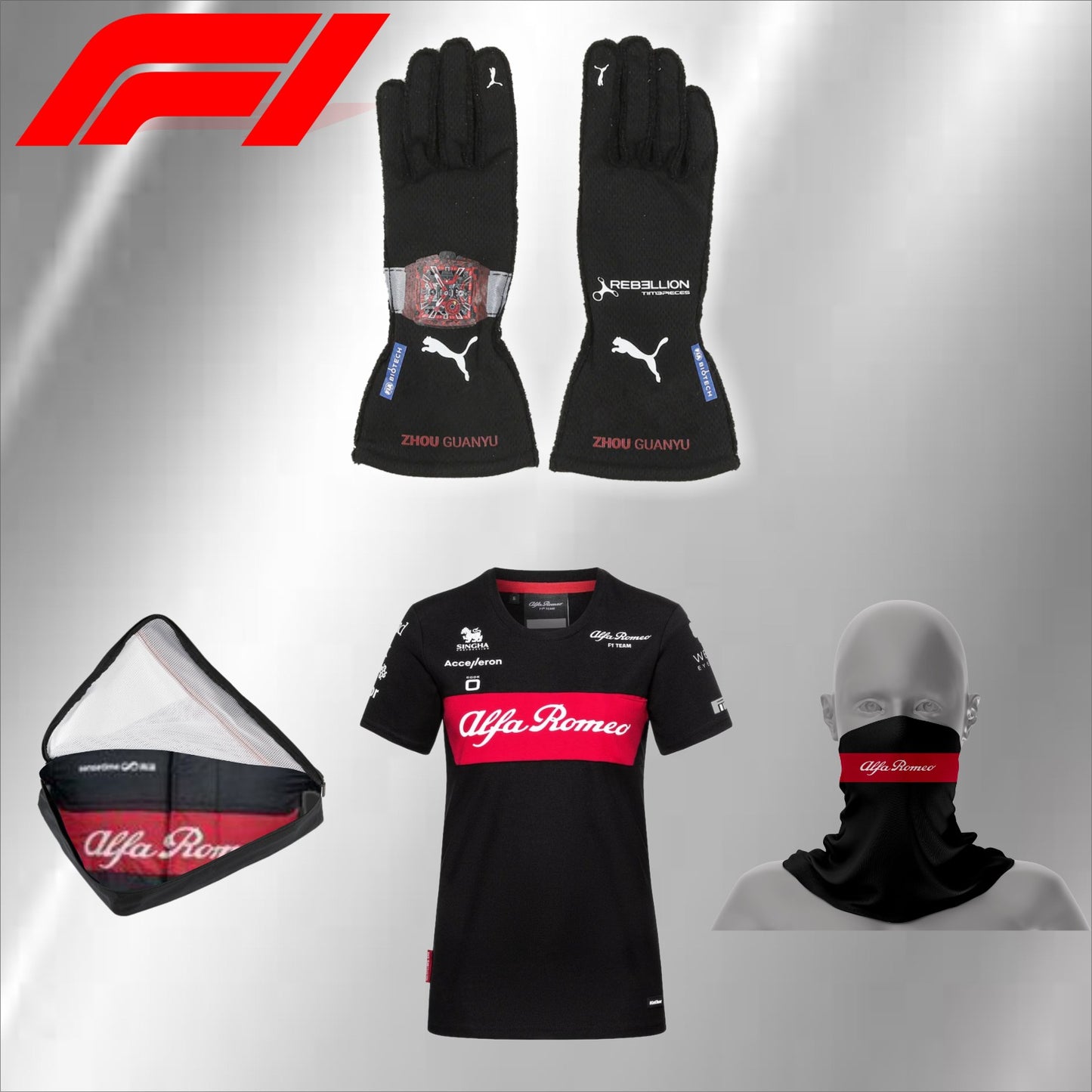 2024 Alfa Romeo , go karting f1 gloves, free t-shirt and free neck gat – fasttfit