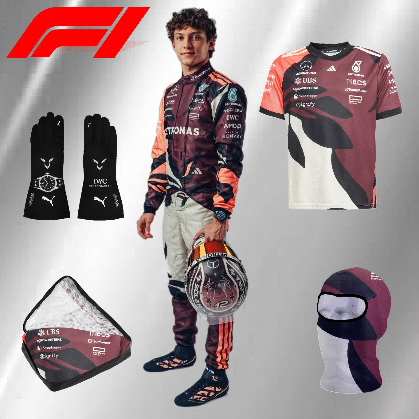 2025 go karting suit Kimi Antonelli, Mercedes Petronas race suit. (PACKAGE DEAL)