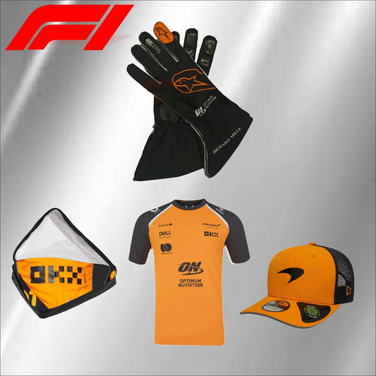 2025 McLaren , go karting F1 gloves, t-shirt and Cap (PACKAGE DEAL)
