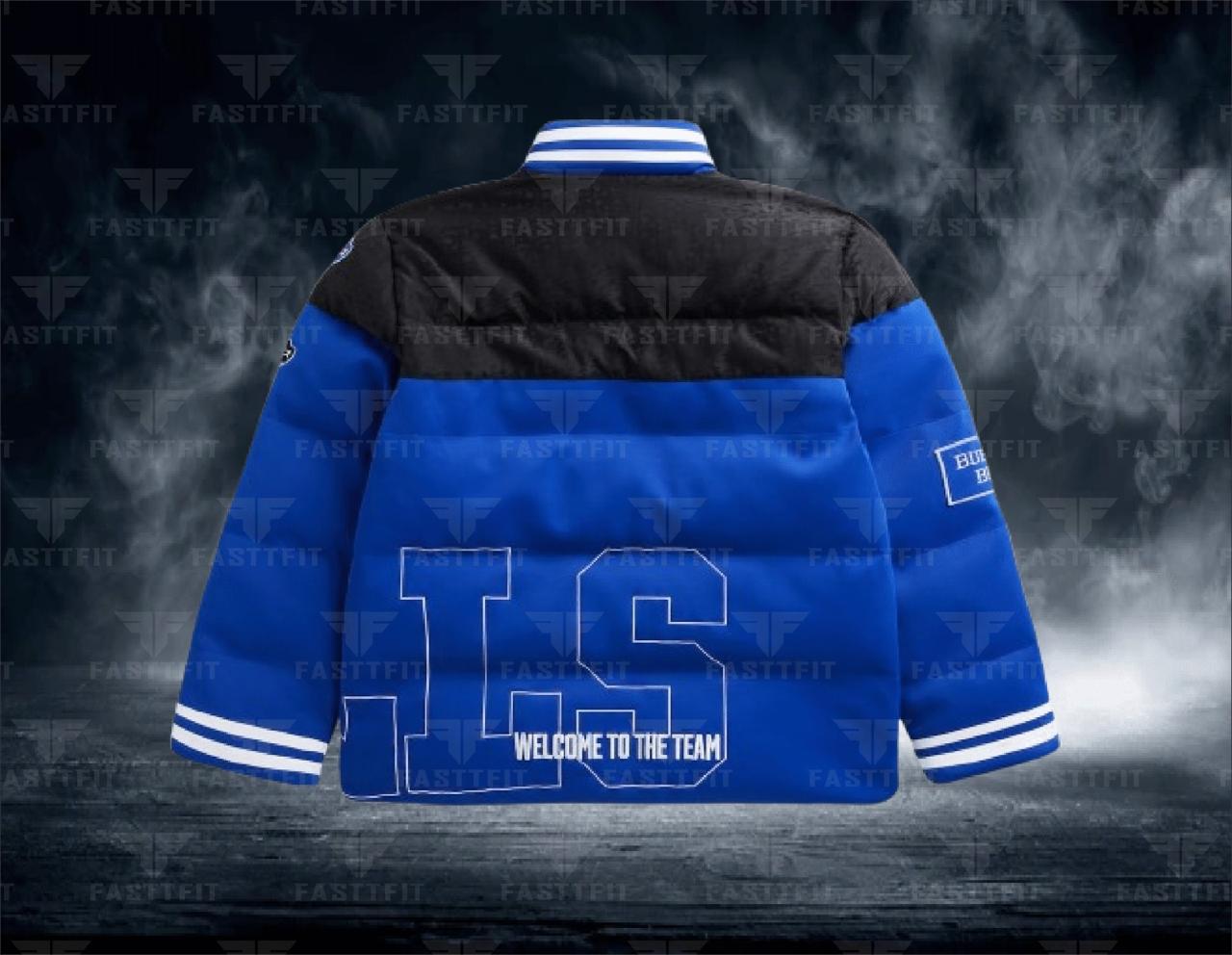 Off Season x NFL Buffalo Bills Team Puffer Jacket, customized for Football, Moms/Dads Custom Team Name. (Free T-shirt / Cap / bag)