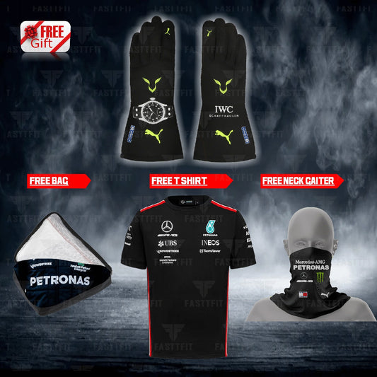 2024 Lewis Hamilton amg , go karting f1 gloves, free t-shirt and free neck gator