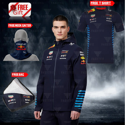 2024 Red bull F1 jacket, Red bull F1 free t-shirt, free neck gator, free bag.