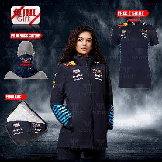 2024 Red bull F1 jacket, Red bull F1 free t-shirt, free neck gator, free bag.